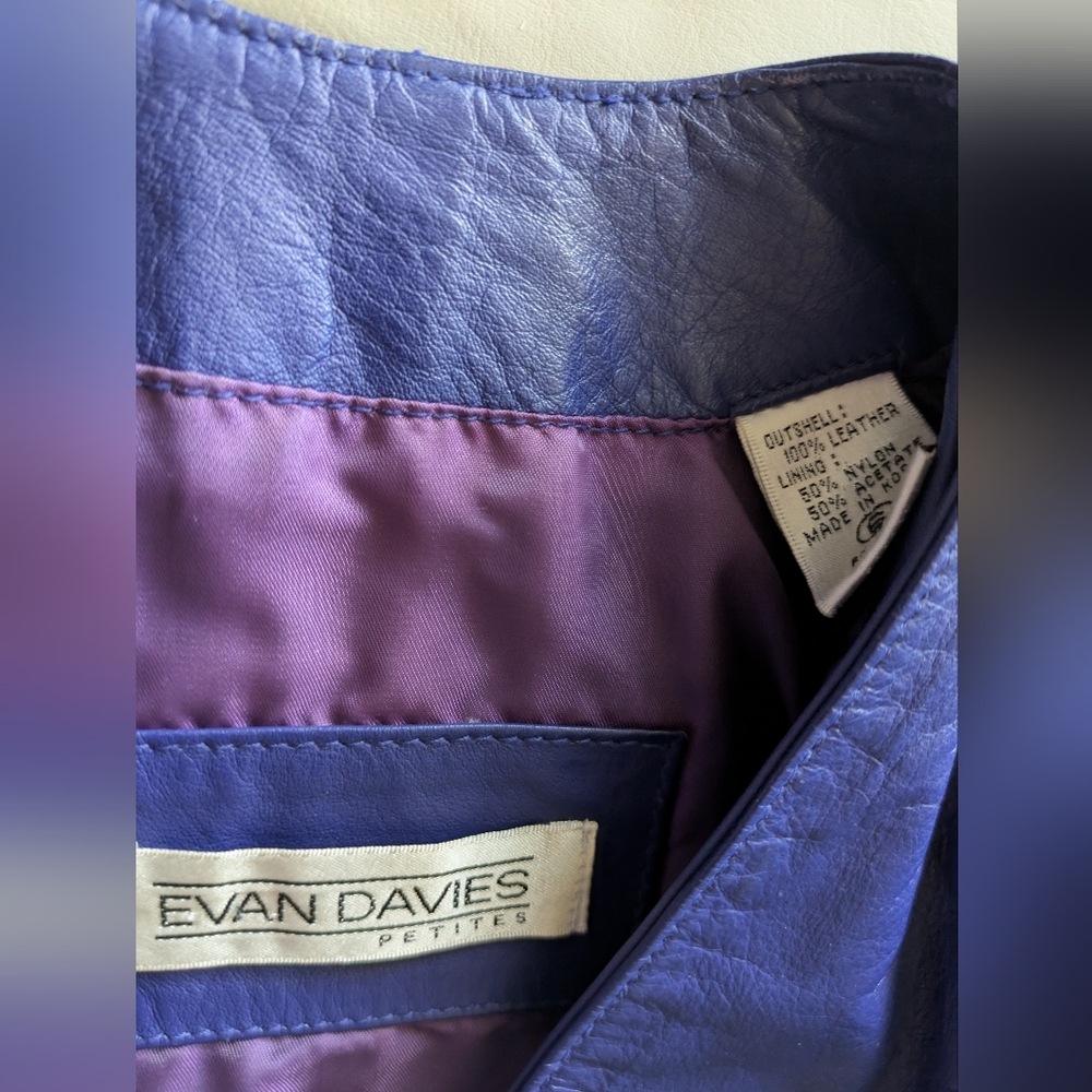 Vintage 80's Blue Leather Jacket - Picture 3 of 13